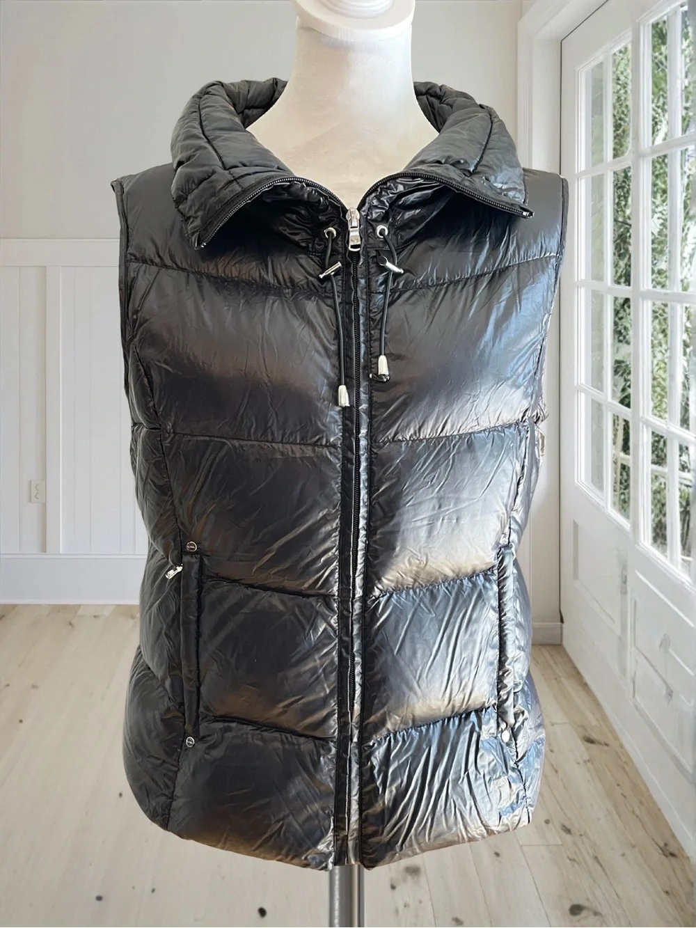 LAUREN RALPH LAUREN Women's M Black Down Vest Packable Puffer Jacket Drawstring